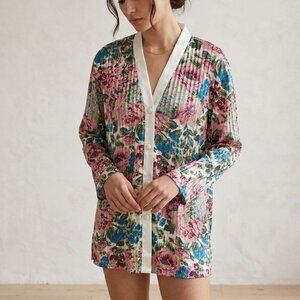 Victoria's Secret Gold Label Pajama Top Jacket Floral Coquette Cottage L